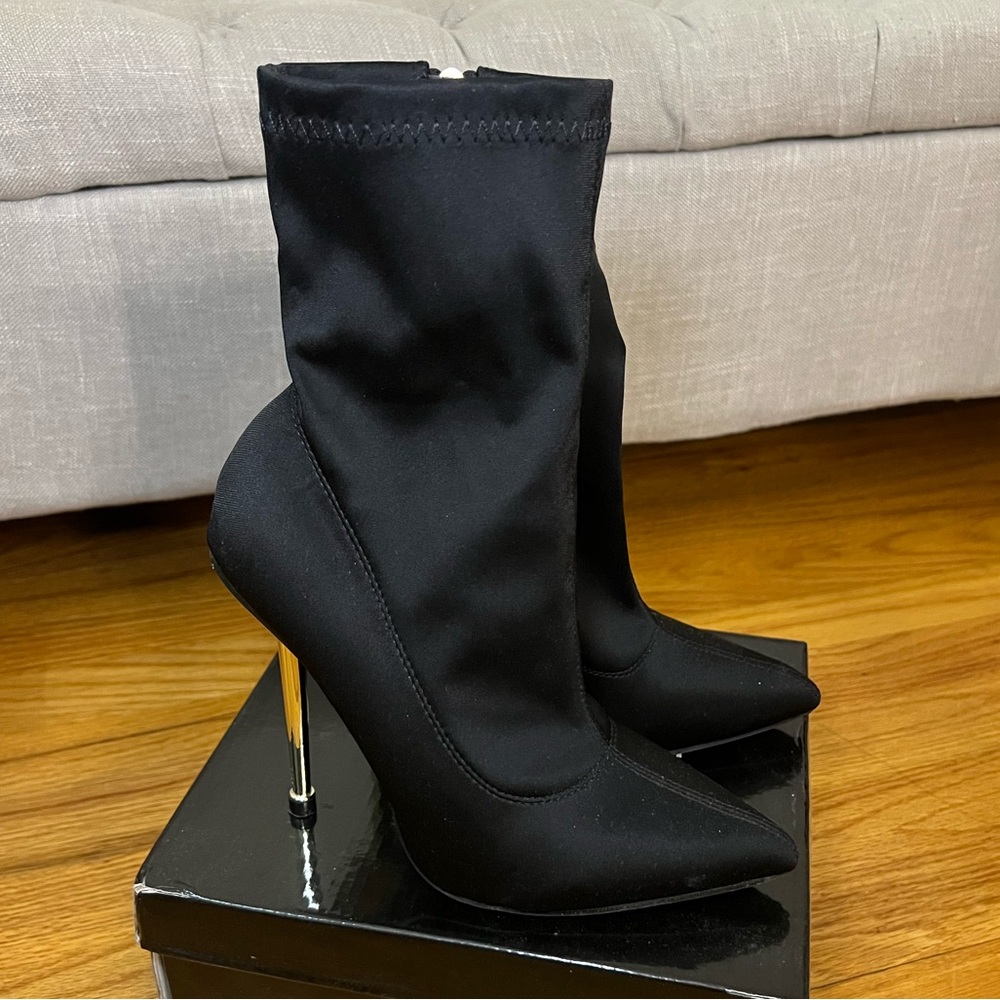Pretty Little Things Black Stiletto Sock Boots